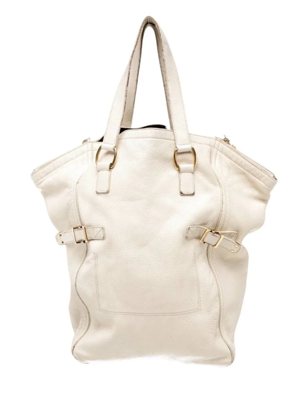 YSL Saint Laurent Vintage White Leather Tote Bag